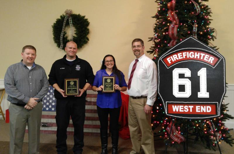 Officer of the Year Asst Chief Mike Cole and Fire Fighter of the Year Ashley Bloom